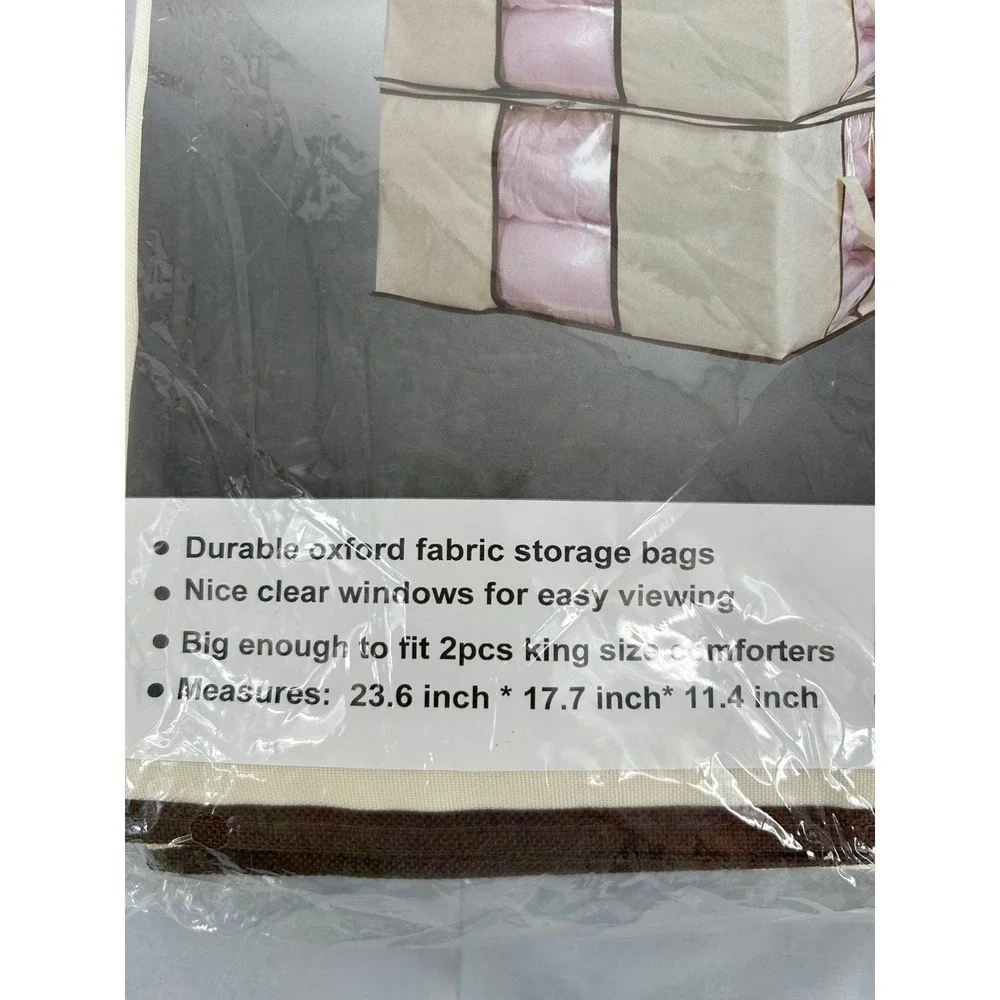 Misslo Storage Bags Home OS Beige 2 Pack King Comforter Zippered Organizer‎